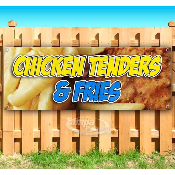 Chicken Tenders and Fries 13 oz heavy duty vinyl banner sign with metal