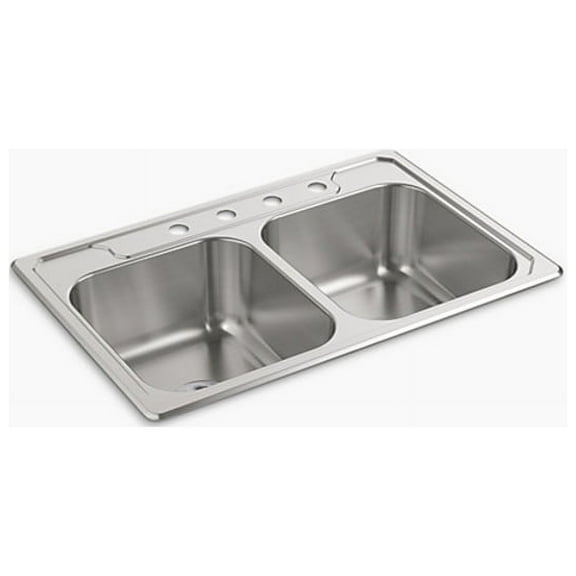 Sterling Middleton Top-Mount Double-Equal Kitchen Sink, 33" x 22" x 8"