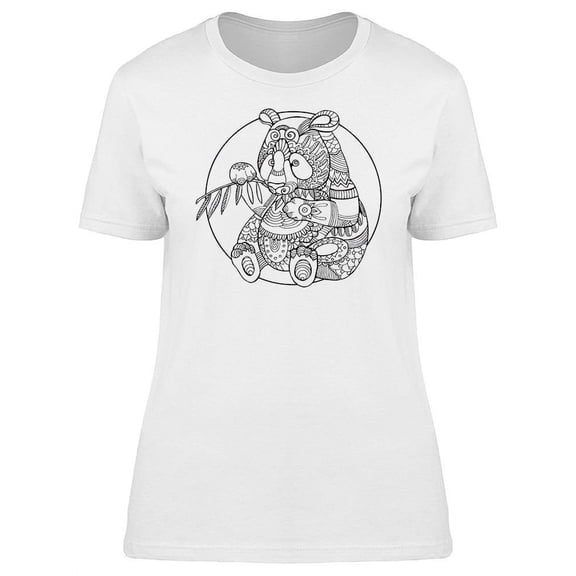 Panda Bear Mandala Art Zendoodle T-Shirt Women -Image by Shutterstock, Female Medium