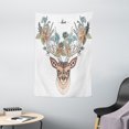 thumbnail image 1 of Antlers Tapestry, Deer Head with Flowers Blooms Ethnic Cultural Design Ornamental Illustration, Wall Hanging for Bedroom Living Room Dorm Decor, 40W X 60L Inches, Tan Green Teal, by Ambesonne, 1 of 1
