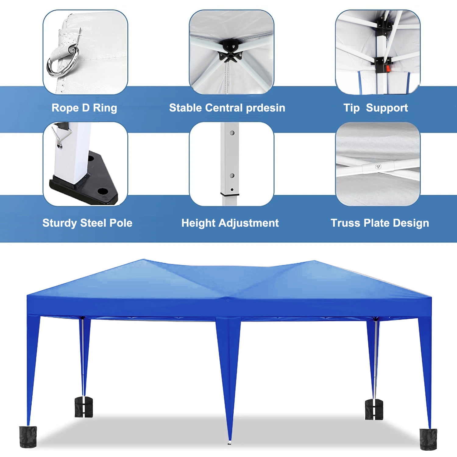 Aimee Lii 118"x235" Pop Up Tent, Backyard Canopy Gazebo with Sidewalls, Outdoor Patio Awnings for Party Camping BBQ Events, Blue Aimee Lii 118"x235" Pop Up Tent, Backyard Canopy Gazebo with Sidewalls, Outdoor Patio Awnings for Party Camping BBQ Events, Blue