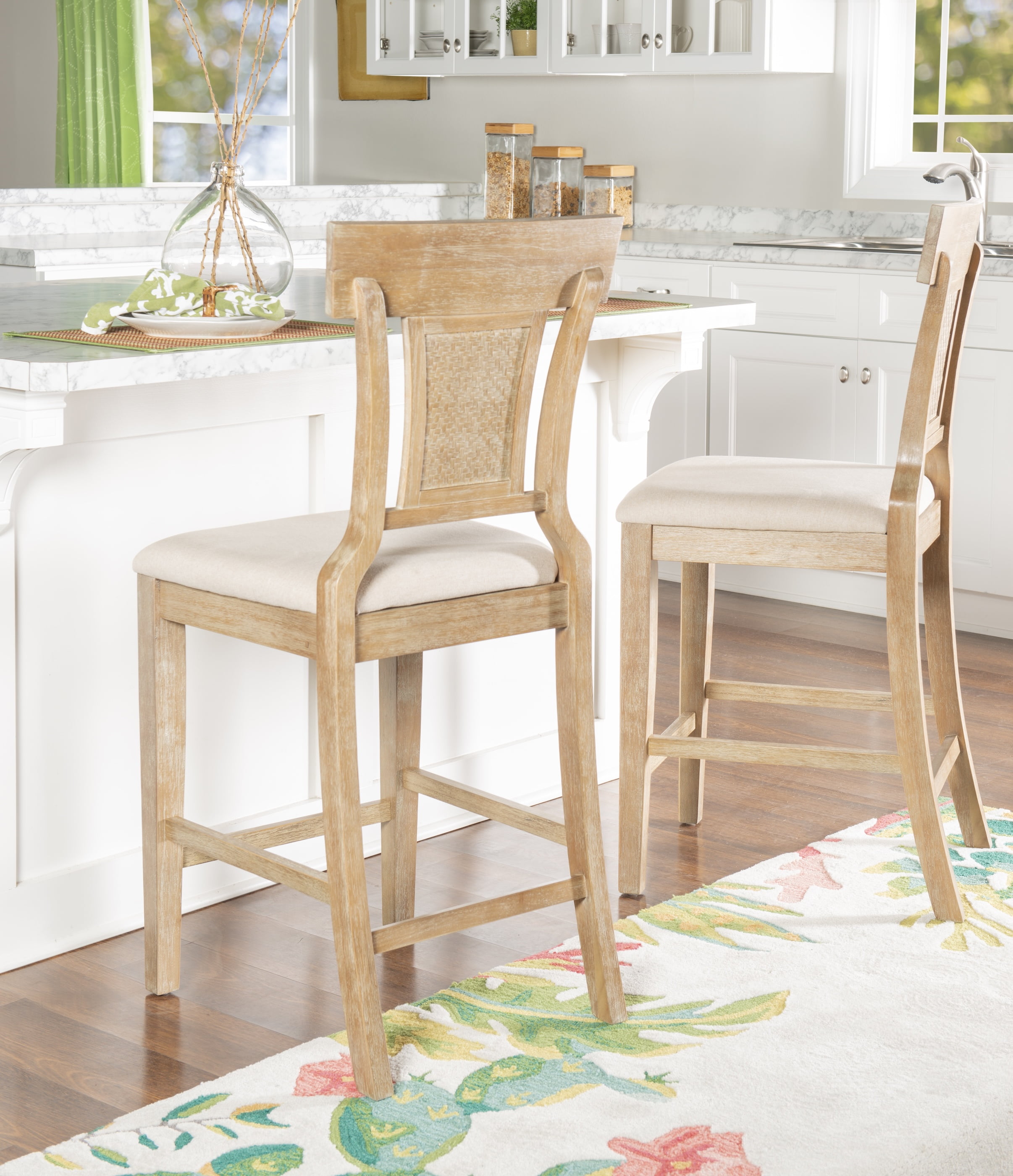 Linon Rylan 26" Seat Counter Stool, Rustic Graywash/Beige