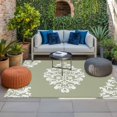 thumbnail image 2 of Baroque Sage Green Outdoor Rug for Patio/Deck/Porch, Non-Slip Large Area Rug 5 x 8 Ft, Vintage Damask Classic Floral Indoor Outdoor Rugs Washable Area Rugs, Reversible Camping Rug Carpet Runner, 2 of 8