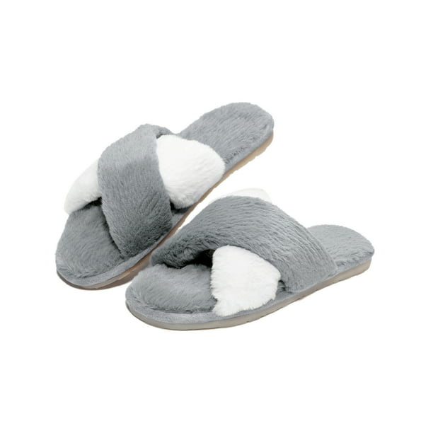 Ministerium Ventilere sympatisk Memory Foam Sandal House Slippers Women Pink and Grey Cross Band Foam  Slipper Cute Furry Fluffy Slippers for Winter Indoor Outdoor Shoes -  Walmart.com