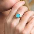 thumbnail image 4 of Gem Stone King 3.00 Ct Cushion Green Turquoise 18K Rose Gold Plated Silver Double Prong Ring, 4 of 6