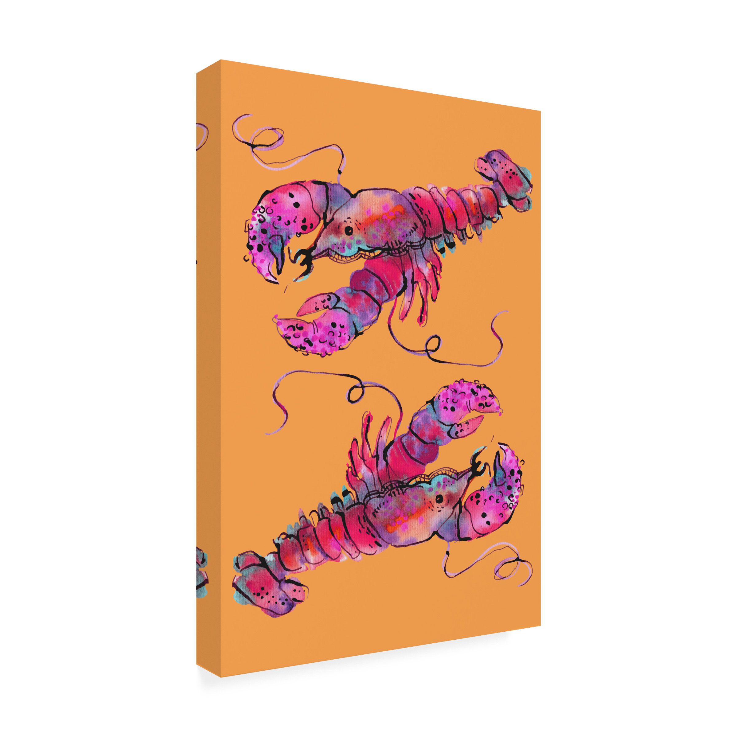 Ania Zwara 'Lobsters On Orange' Canvas Art