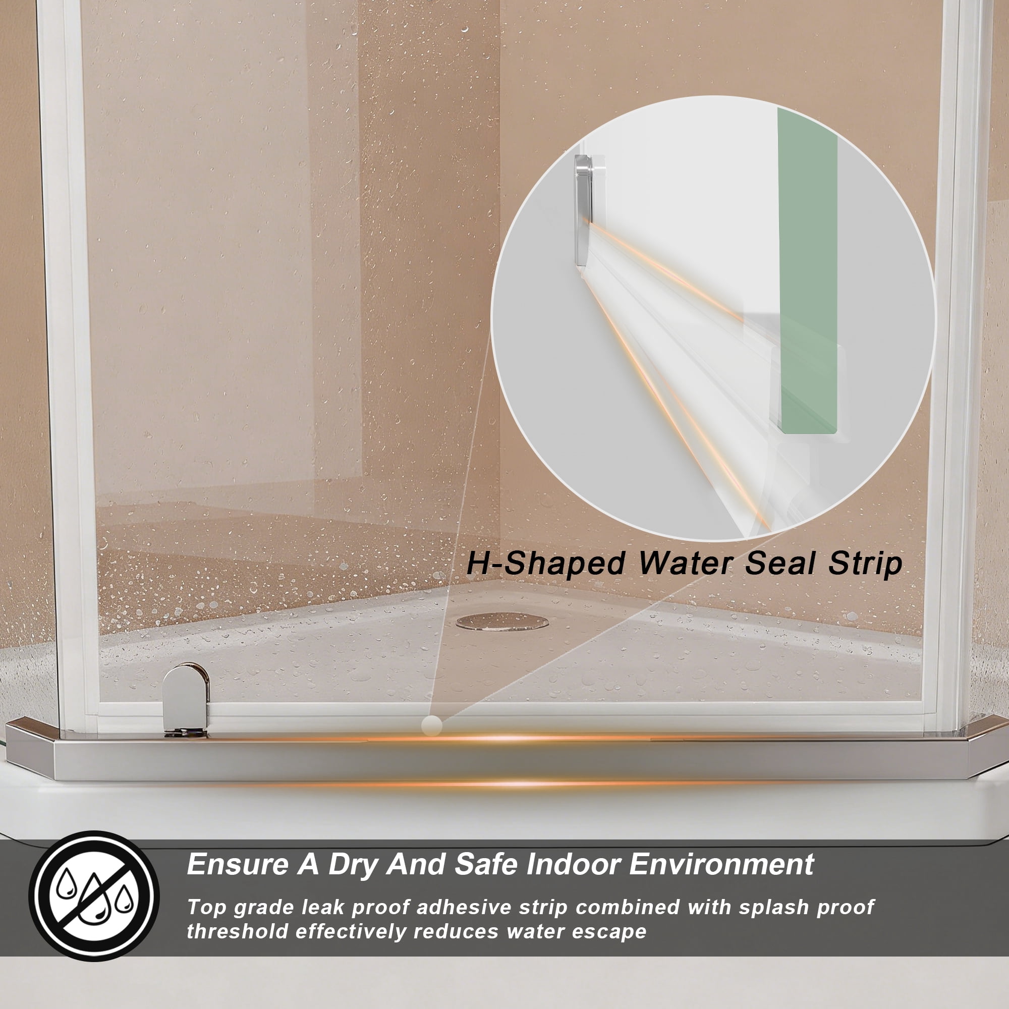 Leumius Pivot Shower Door,36"*36"*72" Frameless Pivot Shower Door with 1/4" Tempered Glass,Neo-Angle Neo-Angle Pivot Shower Enclosure for Bathroom Shower,Chrome