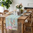 thumbnail image 3 of Spring Easter Table Runner, Rabbit Egg Colorful Flower Butterfly Green Board Cotton Linen Kitchen Table Decoration Washable Dining Tabletop Runners for Home Party Decor 13x60 Inches, 3 of 9