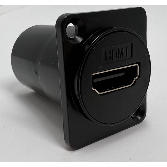 RiteAV HDMI D Series Heavy Duty Chassis Panel Mount Connector Pass Through Solderless Bulkhead Coupler, Black Metal Housing - HDMI Angled Exit