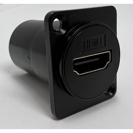 RiteAV HDMI D Series Heavy Duty Chassis Panel Mount Connector Pass Through Solderless Bulkhead Coupler Black Metal Housing - HDMI Angled Exit