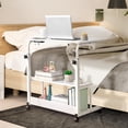 thumbnail image 2 of Hassch Mobile Standing Desk with Charging Station, Adjustable Computer Desk with Shelves, Hooks, Lockable Wheels & Leveling Feet for Bedroom, Home Office and Study Room, White, 2 of 9