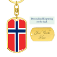 thumbnail image 3 of Norway Flag Swivel Keychain Dog Tag Stainless Steel or 18k Gold, 3 of 10