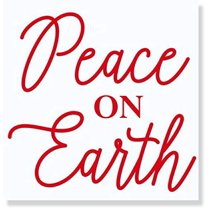 Peace on Earth Vinyl Lettering Sticker Christmas Wall Decals Quote, 12x12-Inch Cherry Red