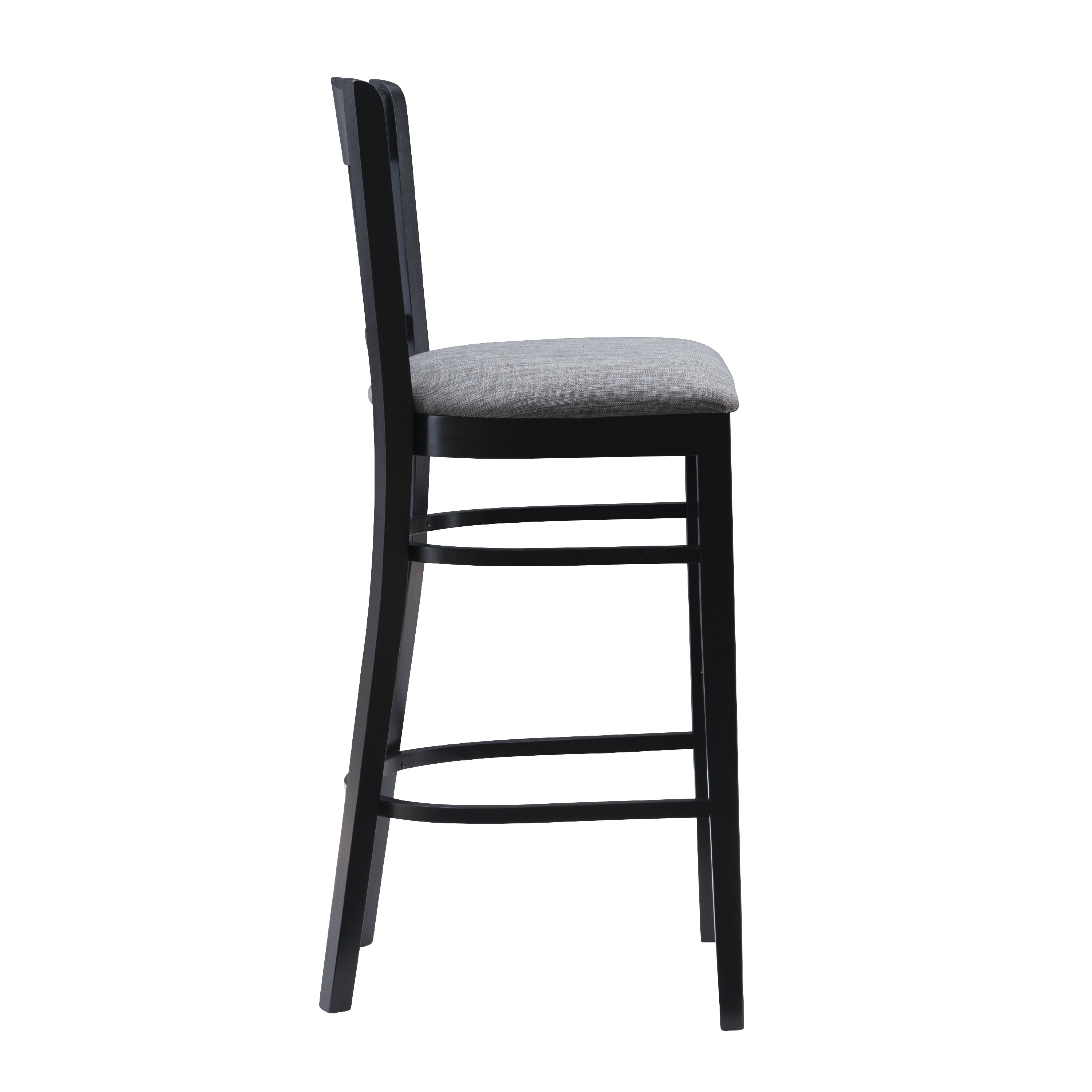 Linon Ashfield 30" Bar Stools, Black Finish with Black and Gray Fabric, Set of 2