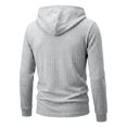 thumbnail image 5 of MiYuan Mens Henley Hoodies Textured Knit Pullover Casual Long Sleeve Knit Hooded Sweatshirt with Kangaroo Pocket, 5 of 7