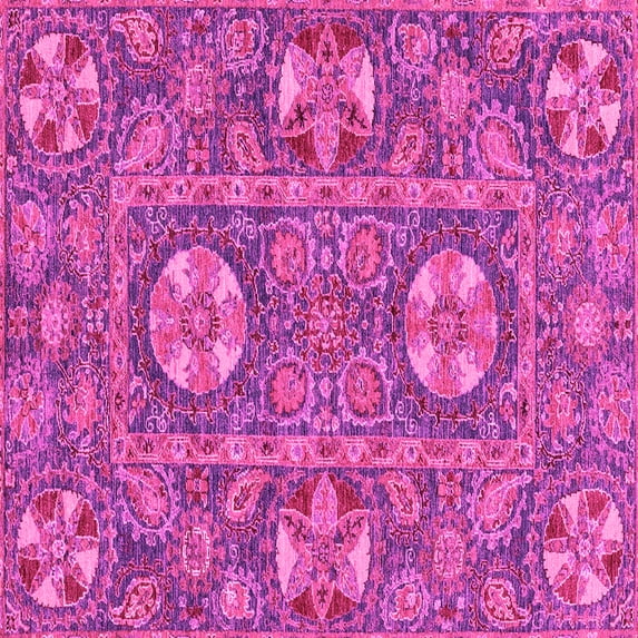 Ahgly Company Indoor Square Abstract Pink Modern Area Rugs, 5' Square