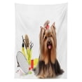 thumbnail image 3 of Ambesonne Yorkie Tablecloth Rectangular Table Cover, Hairstyle Puppy, 60"x90", Dark Brown Multicolor, 3 of 4