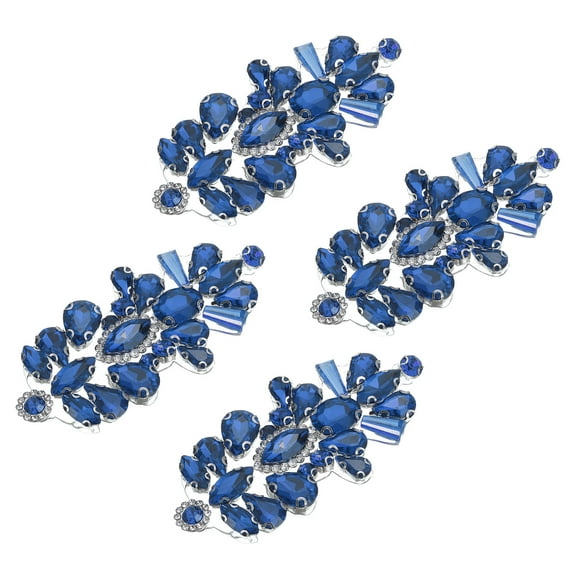 4Pcs Rhinestone Crystal Applique, Iron on Patch Hot Fix Applique, Dark Blue