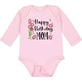 thumbnail image 3 of Inktastic Happy Birthday, Mom Pink Flowers Boys or Girls Long Sleeve Baby Bodysuit, 3 of 5