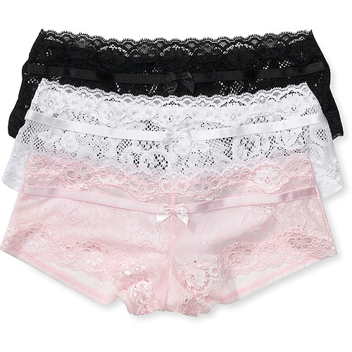 Womens Lace BoyShort Panties, 3Pack