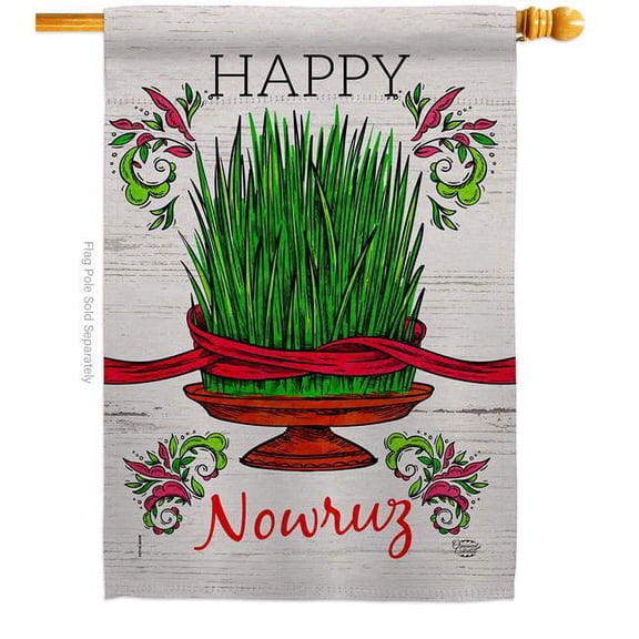 Ornament Collection H192491-BO Sabzeh Nowruz Celebration Double-Sided Garden Decorative House Flag, Multi Color