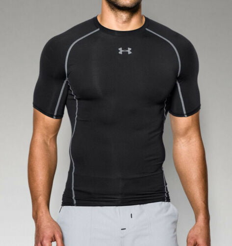 Mens Short Sleeve Base Layer Top Compression Armour Thermal Top Gym Sports Shirt 