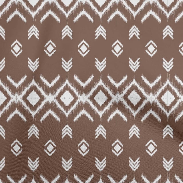 oneOone Rayon Brown Fabric Asian Ikat Craft Projects Decor Fabric Printed By The Yard 56 Inch Wide-5160