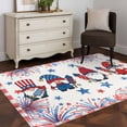 thumbnail image 4 of Independence Day Washable Area Rug 4 x 6 ft American Flag Gnome Red Blue Fireworks Red Grid Frame, Soft Non Slip Rugs Stain Repellent Indoor Felt Carpet for Living Dining Room Bedroom Home Office, 4 of 9