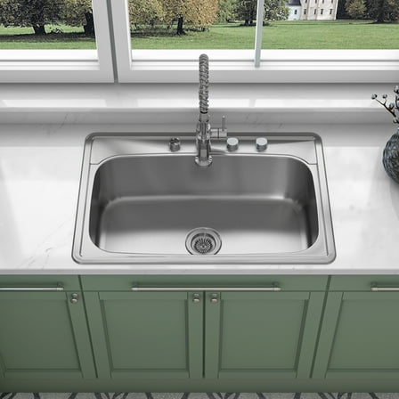 Sinber 33" x 22" x 9" Drop In Single Bowl Kitchen Sink with 18 Gauge 304 Stainless Steel Satin Finish MT3322C-OL (Sink Only)