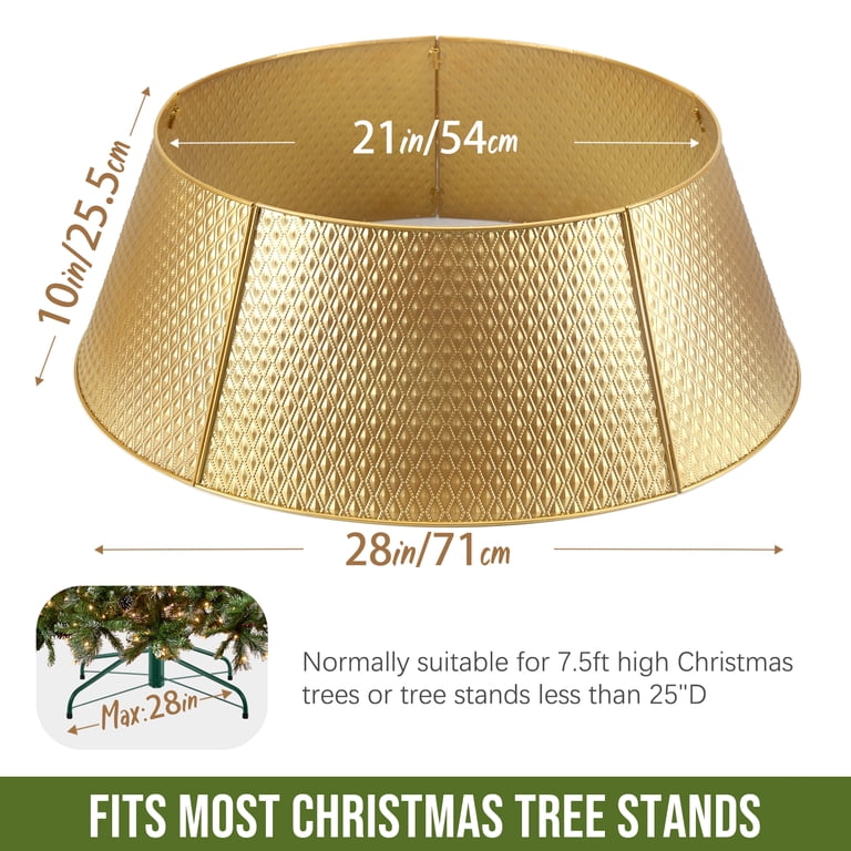 FUHSY Gold Christmas Tree Collar - 28.8 Inch Sparkling Velvet Tree Skirt, Base Cover For Artificial Trees