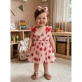 thumbnail image 3 of BemeyourBBs Infant Baby Girl Strawberry Tulle Tutu Dress Sleeveless V Neck Glitter Strawberry Print Ruffled Romper Dress Princess Birthday Party Dresses and Bow Headband Set, 3 of 9