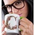thumbnail image 2 of 3drose, Pink and Image of Gold Floral Monogram Initial C, 15oz Two-tone Green Mug, 2 of 6