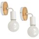 thumbnail image 1 of 2 Packs E27 Modern Wooden Modern Wrought Iron Wall Lamp (Without Bulb), 1 of 5