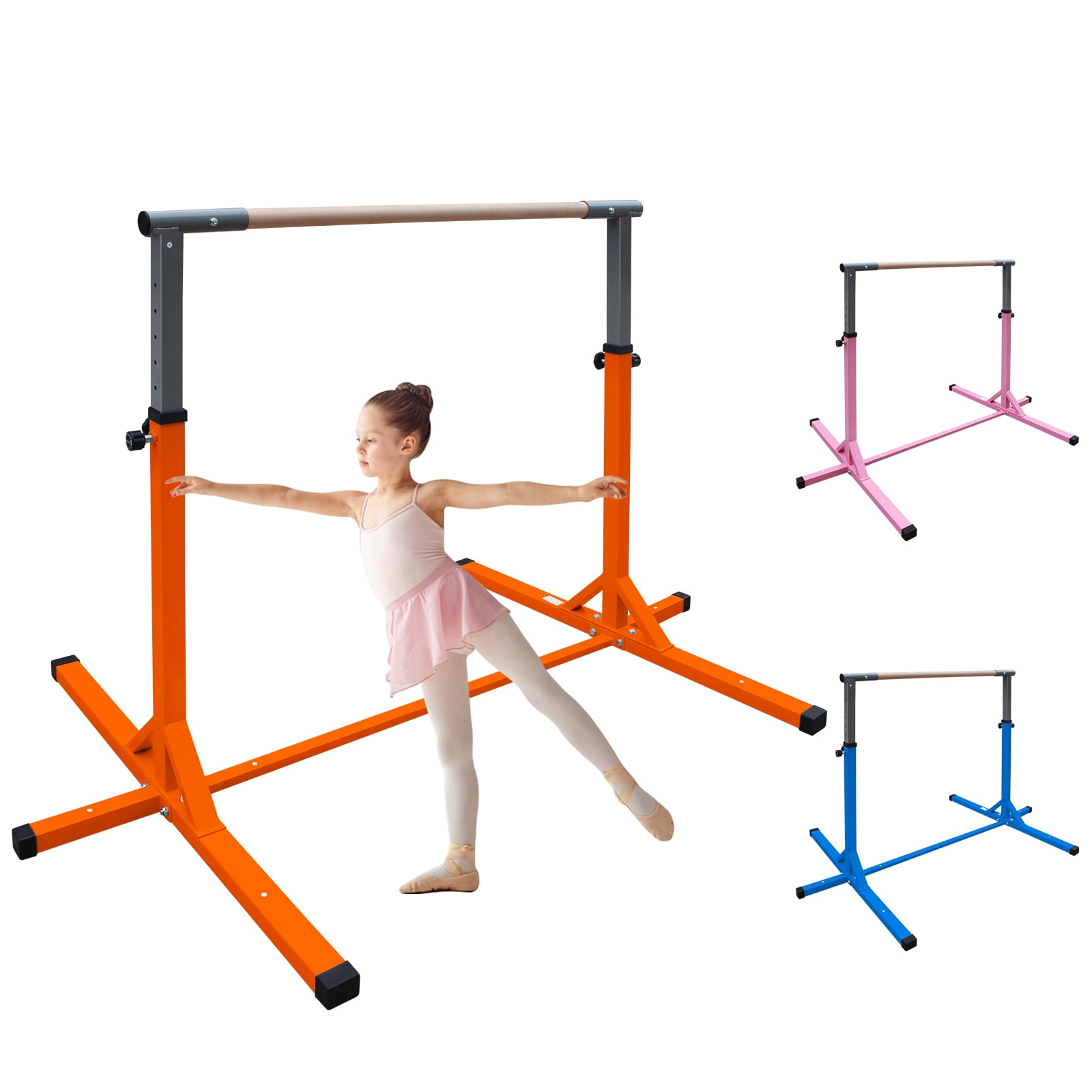 Exercise Equipment Gymnastics Bar for Kids, Adjustable Height Gym Bar, Junior Training Kip Bar for Home, Built for kids 3+ Years Orange,Workout Equipment