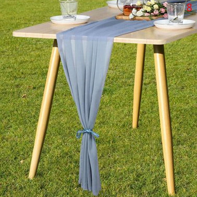 Camino de mesa ZOELNIC de 71 x 304 cm para bodas, de gasa suave y polvorienta, ideal para decoración de fiestas navideñas, color azul