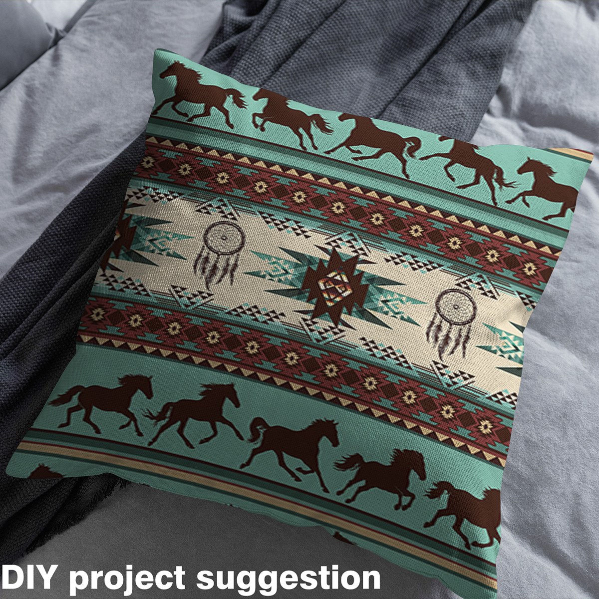 Feelyou Aztec Fabric by the Yard 3 Yards for Adult, Rustic Animal Home Decor Fabric by the Yard, Retro Hippie Style Sewing Fabric, Microfiber Bedroom Decor