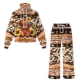 thumbnail image 4 of SCRAWLGOD American Tribal Highland Cattle Cow Print Brown Womens 2 Piece Outfits Sweatsuit Turtleneck Pullover Sweatshirt Joggers Pants Tracksuit Set Fashion Casual Matching Lounge Sets, S, 4 of 7