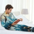 thumbnail image 4 of Wukai Iceberg Bald Eagle Men's Long-Sleeve Pajama Set - Comfortable Sleepwear with Button-Down Shirt and Pants-Small, 4 of 6