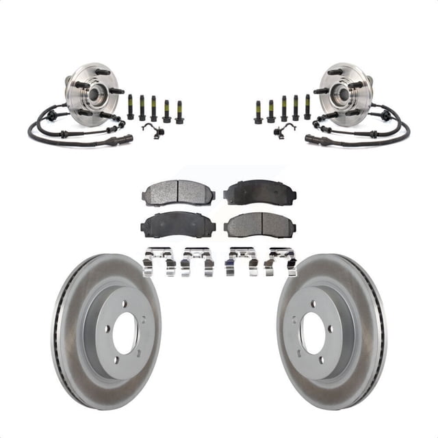 Transit Auto Front Hub Bearing Assembly Coated Disc Brake Rotors and Ceramic Pads Kit for Car Ford Explorer Mercury Mountaineer KBB-104773