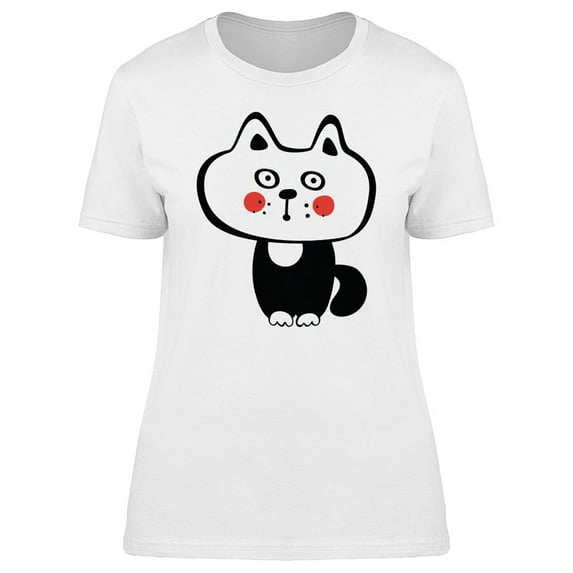 Cool Black & White Cat Doodle Tee Women's -Image by Shutterstock