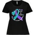 thumbnail image 3 of Inktastic Love and Care Suicide Prevention Awareness Ribbon and Hearts Women's Plus Size T-Shirt, 3 of 5