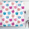 thumbnail image 1 of Ambesonne Feminine Shower Curtain, Patterned Kitten Heads, 69"Wx70"L, Fuchsia and Blue, 1 of 3