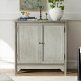 thumbnail image 6 of ANHDAH Vintage Solid Wood Buffet Cabinet - Natural Veneer, Water-Based Paint, 2 Doors & Shelves for Dining Room, Entryway Storage, 6 of 7