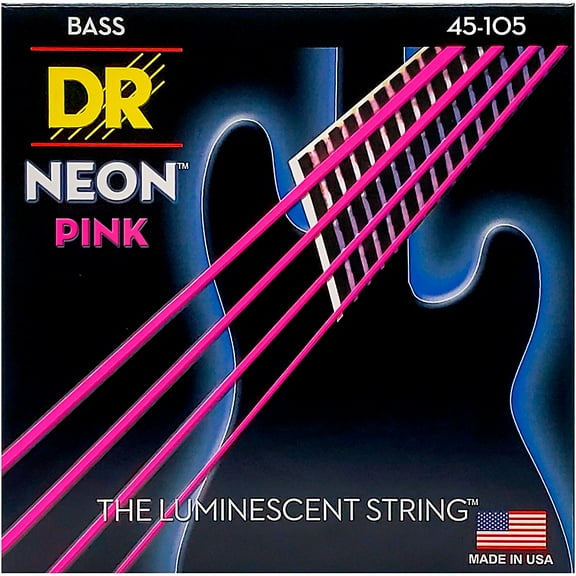 DR Strings HI-DEF NEON Pink Medium 4-String 45-105 – NPB-45