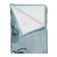 thumbnail image 2 of Mermaid Soft Flannel Fleece Throw Blanket, Sleeping Girl Design Wavy Hair Hand Drawn Effect Grungy Backdrop, Cozy Plush for Indoor and Outdoor Use, 50" x 60", Pale Blue Dark Teal, by Ambesonne, 2 of 5