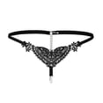 thumbnail image 2 of Tanga sexy ahuecado con perlas de encaje fino para mujer negro, 2 of 9