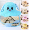 thumbnail image 2 of VOUZZA Straw Hat with Magic Moving Ears, Cute Cartoon Rabbit Sun Protection Cap with Squeeze Ear Flaps, Wide Brim Summer Beach Hat for Kids, 2 of 3