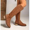 thumbnail image 2 of Knee High Boots Women Flat Rounded Toe Stretchy Boots Side Zipper Dress Tall Boot, 2 of 9