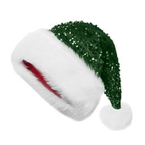 HCTSHG Sequin Santa Hat for Adults with Shiny Sequin and Fluffy Pompom, Party Hat for New Year Xmas Festiva