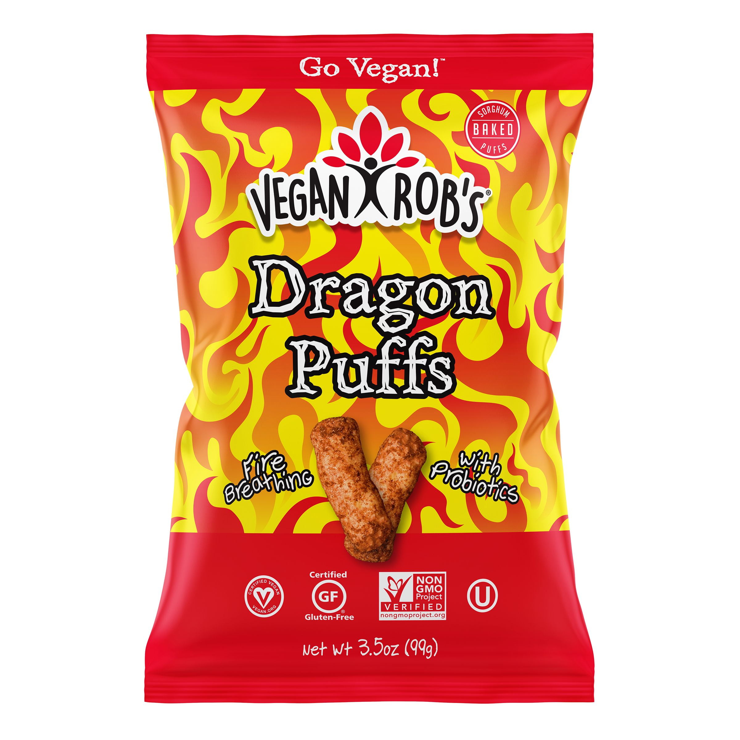 Vegan Rob's Probiotic Spicy Dragon Puffs, 3.5 Oz.